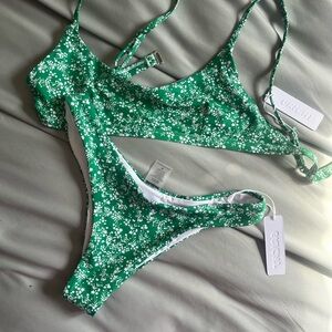 Green Floral Bikini Set